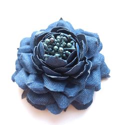 Denim jeans brooch, Denim flower brooch, Denim jewelry, Blue Denim floral brooch, Denim flower brooch handmade