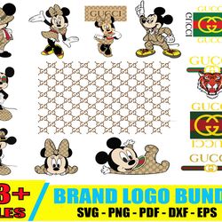 disney gucci bundle svg, disney bundle logo, luxury brand logo svg