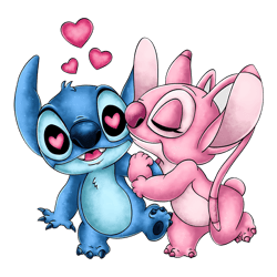 Stitch And Angel Couple Valentine PNG