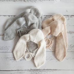 Bunny newborn bonnet knitting pattern