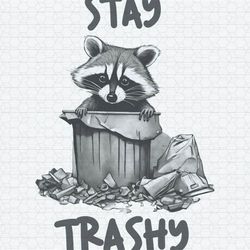 Retro Stay Trashy Raccoon Meme PNG