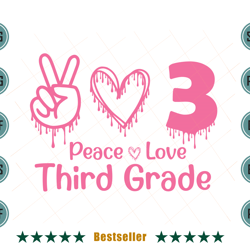back to school peace love third grade kids svg hld150721ht52