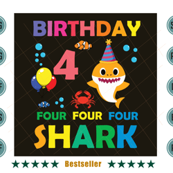 birthday baby shark 4 years old kid svg bd090821ht25