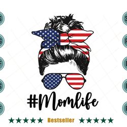 fourth of july mom life messy bun svg