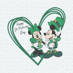 Happy St Patricks Day Mickey Minnie Heart SVG