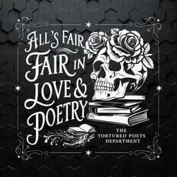floral skull all's fair in love and poetry svg