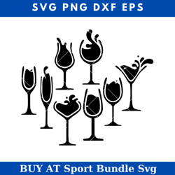 8 wine glass svg, 8 drink glasses svg, margarita svg