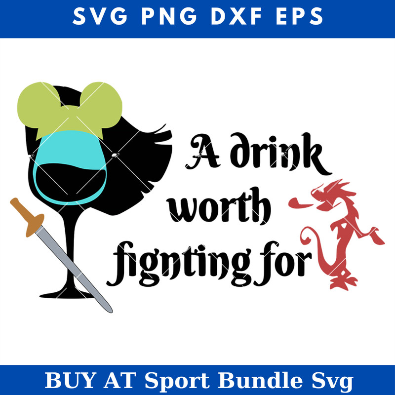 A Drink Worth Fignting For Svg, Princess Wine Glass Svg.jpg