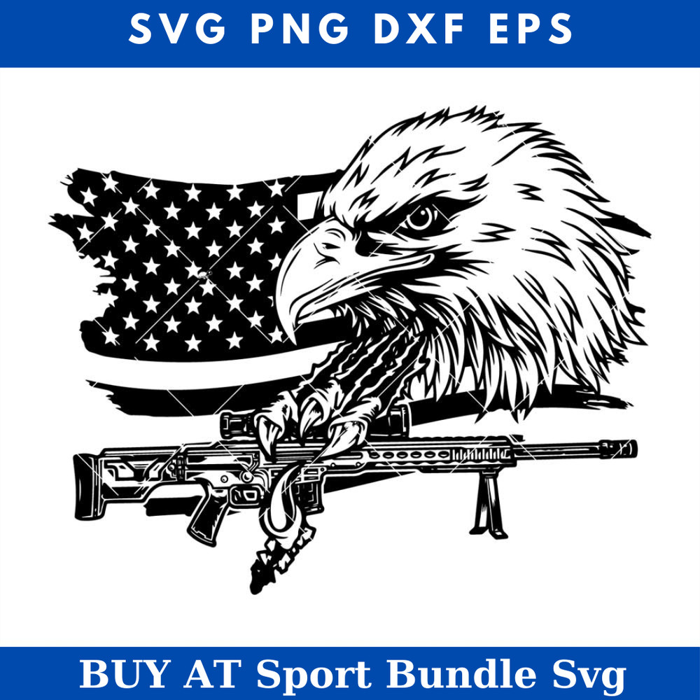 American Flag Distressed Eagle Svg, Eagle with Rifle Svg.jpg