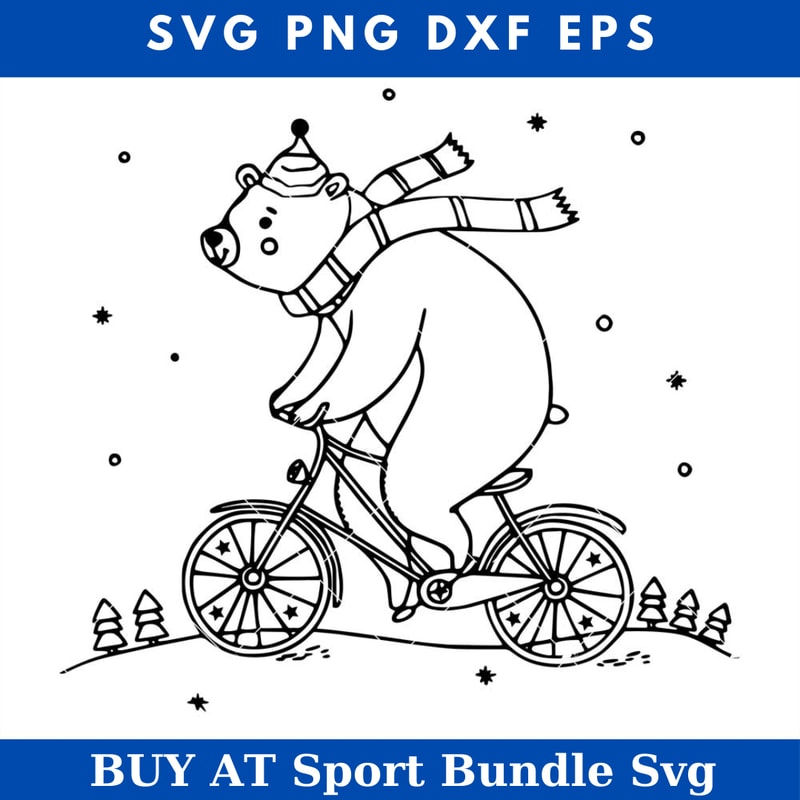 Bear Riding A Bicycle Winter Svg, Bear On Bike Svg.jpg