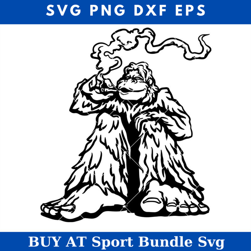 Bigfoot Smoking Joint Svg, Big Foot Smoke Cannabis Blunt Svg.jpg