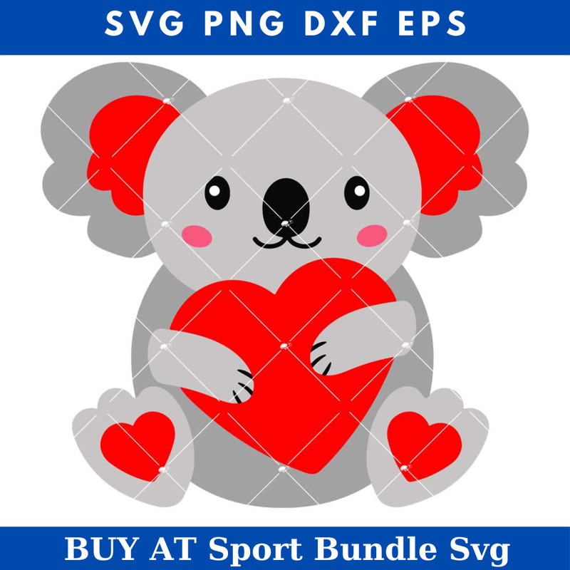 Cute Koala Valentine's Day Svg, Cute Koala Svg, Koala Svg.jpg