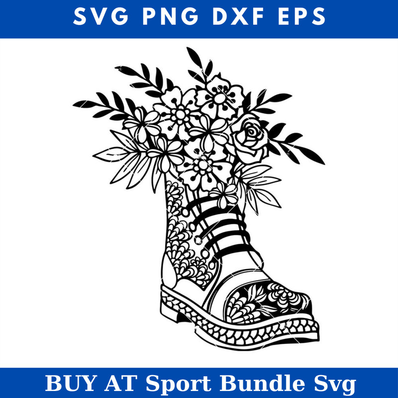 Fighting Boots with Flower Svg, Combat Boots Svg.jpg