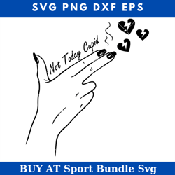 gun finger hand svg, not today cupid svg, anti valentine svg