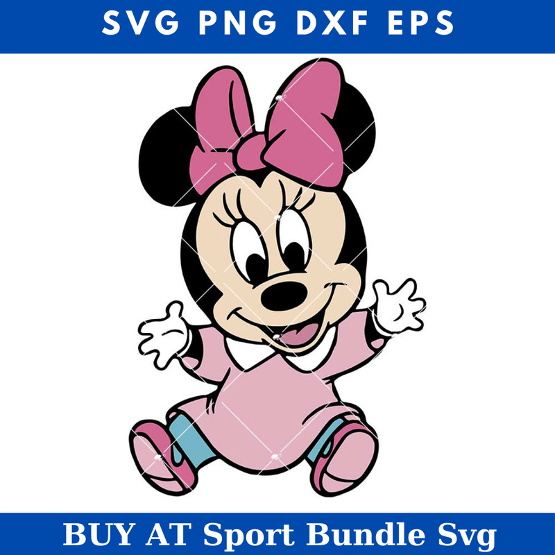 Happy Baby Minnie Smiling Svg, Minnie Mouse with Pink Dress.jpg