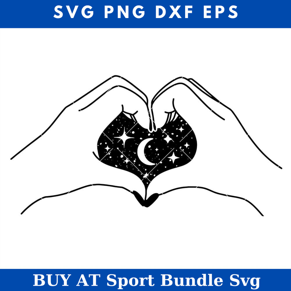 Heart Sky Moon and Stars Svg, Love Hand Sign Svg, Love Svg.jpg