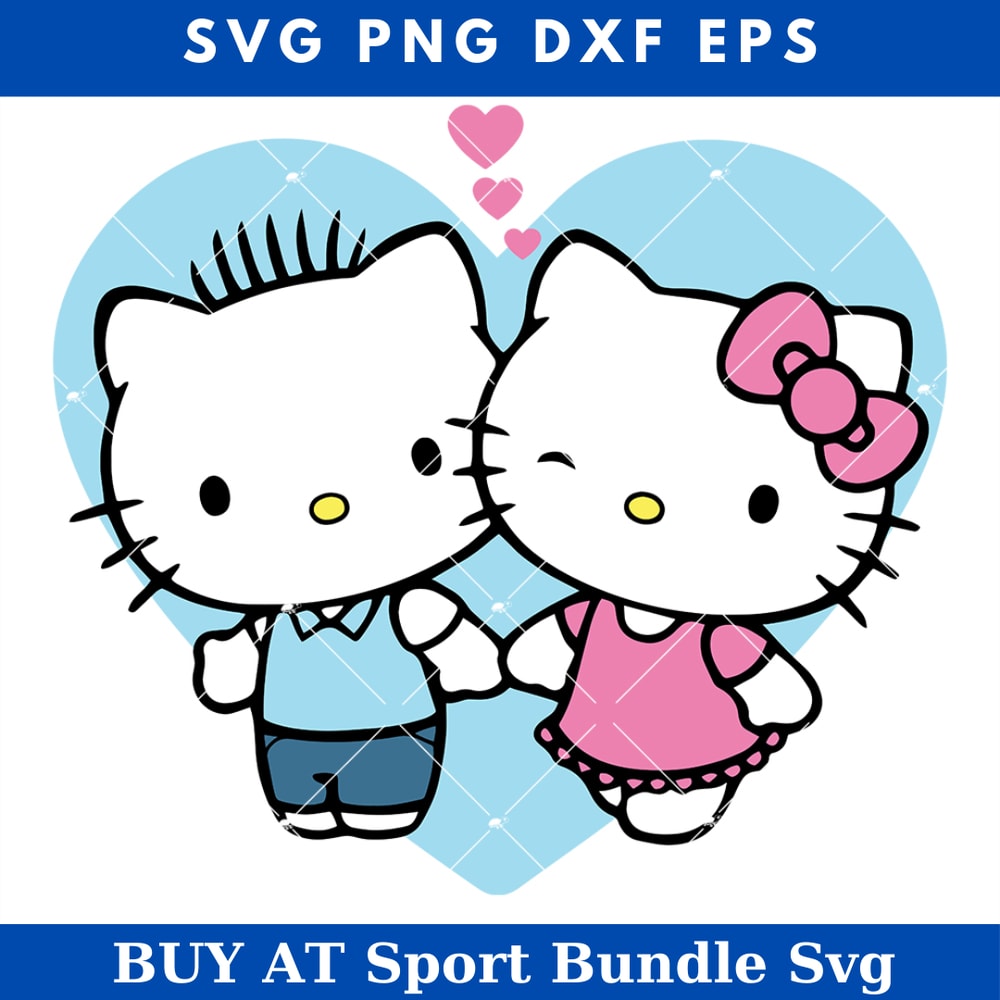 Kawaii Kitty Couple Svg, Hello Kitty Svg, Cat Valentines.jpg