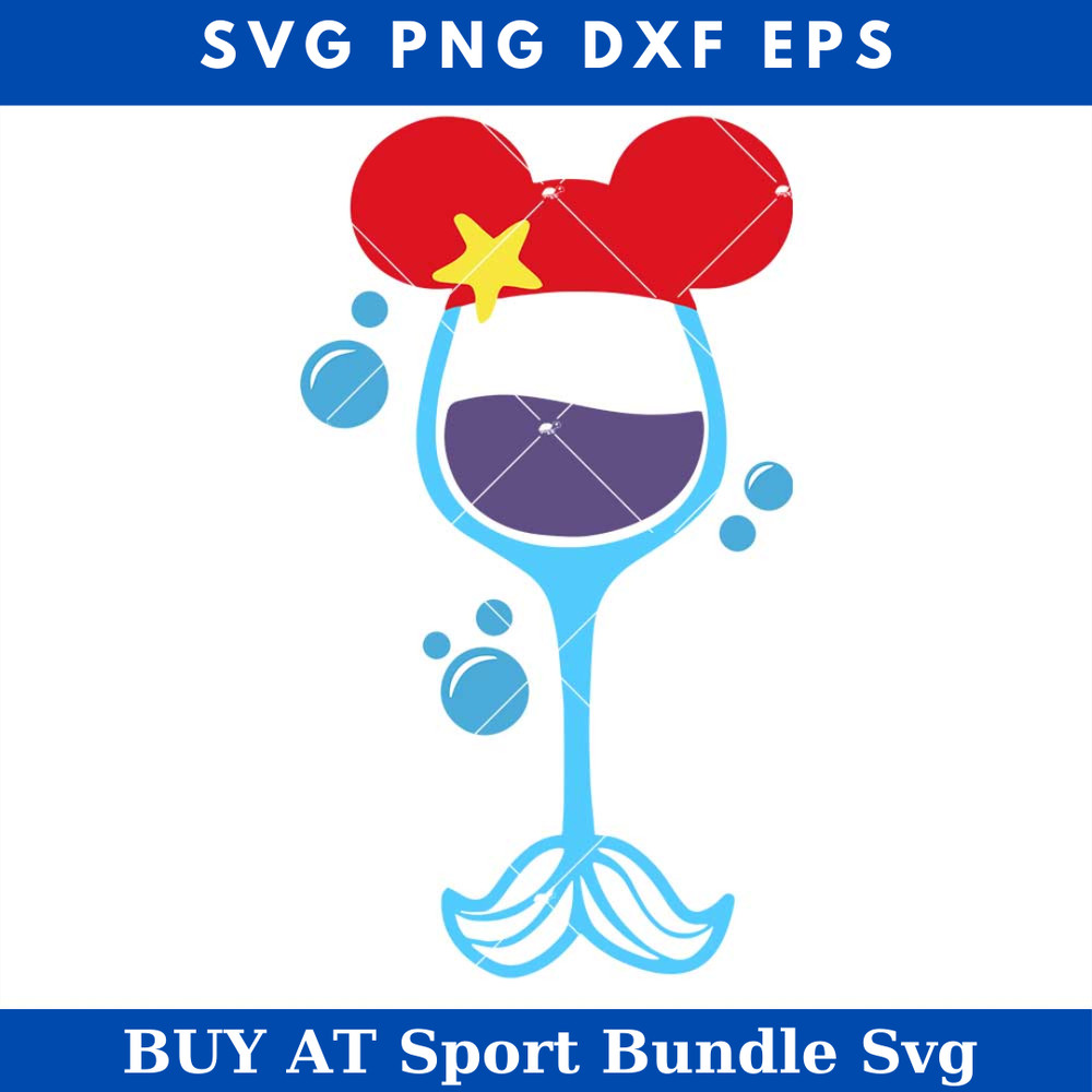 Mermaid Wine Glass Svg, Disney Wine Svg, Ariel Princess Svg.jpg