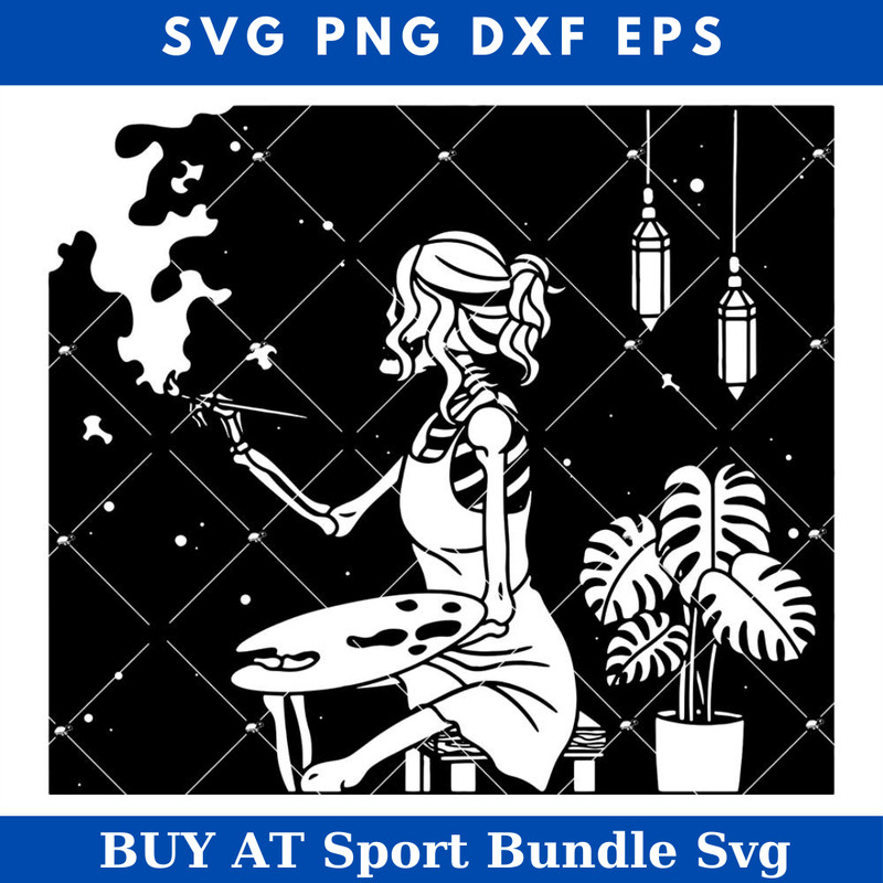 Painting Skeleton Svg, Skeleton Woman Svg.jpg