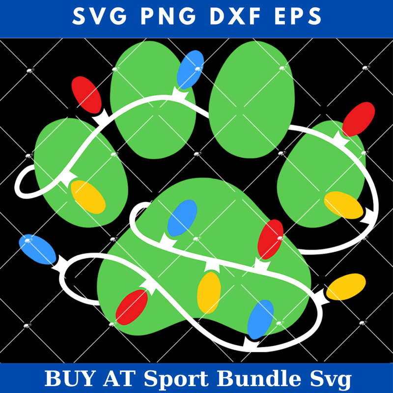 Paw Print with Christmas Lights Svg, Christmas Paw Svg.jpg