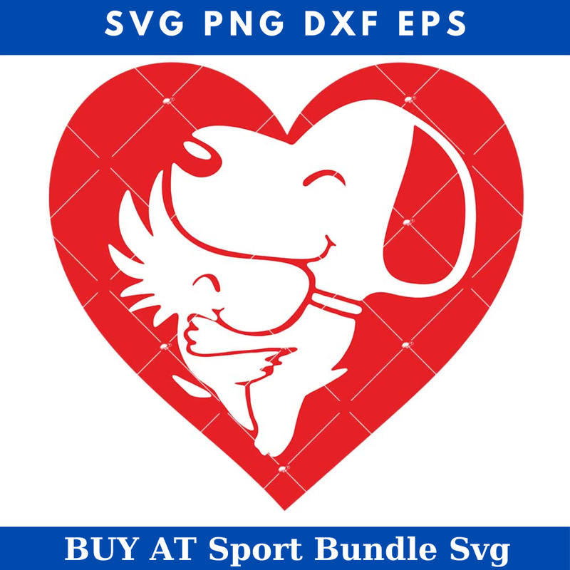 Snoopy Hugs Woodstock Svg, Love Heart Svg.jpg