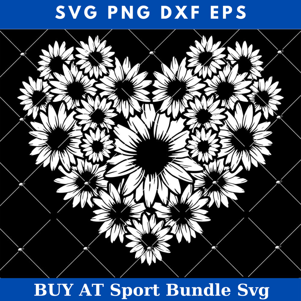 Sunflower Heart Svg, Valentines Sunflower Svg, Daisy Svg.jpg