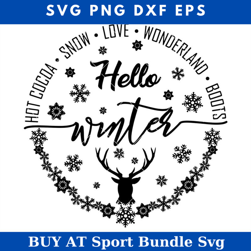 Winter Reindeer With Snowflakes Svg, Hello Winter Svg.jpg
