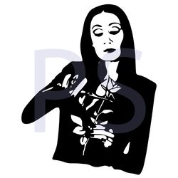 morticia addams cutting rose, halloween svg, rose svg, black rose svg, morticia addams, morticia svg, addams svg, cuttin