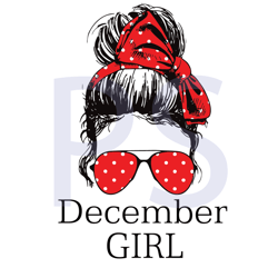 december girl red bandana sunglass face girls birthday svg, birthday svg, december svg, december girl svg, december birt