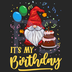 gnome birthday svg, birthday svg, gnome svg, balloons svg, birthday cake svg, ribbon svg, happy birthday svg, birthday g