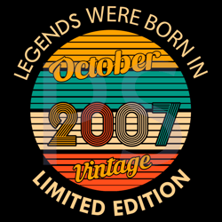 legends were born in october 2007 vintage svg, birthday svg, october svg, october birthday svg, vintage birthday svg, 20