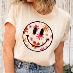 daisy smile png floral smile face distressed smile simple flower smiley face spring smile face sublimation retro smile p