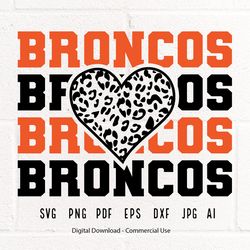 bronco heart svg, bronco