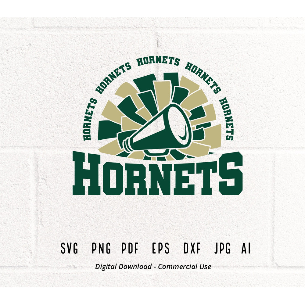 Hornets Cheer SVG PNG, Hornets Mascot svg, Hornets svg, Hornets Shirt svg, School Spirit svg, Cheer Megaphone svg, Hornets Pom pom svg.jpg