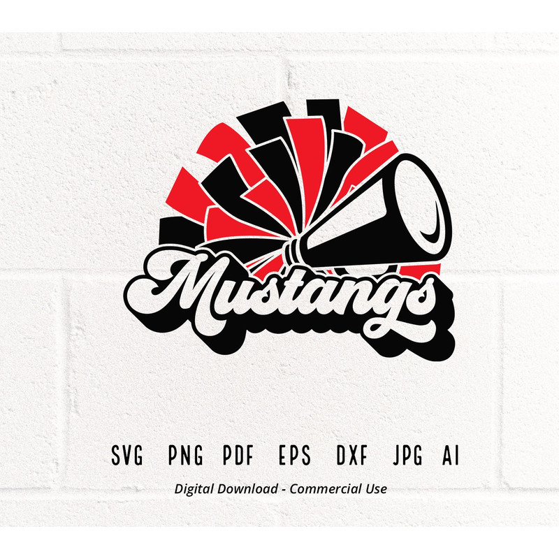 Mustangs Cheer SVG PNG, Mustangs Mascot svg, Mustangs svg, Mustangs Shirt svg, School Spirit svg, Cheer Megaphone, Mustangs Pom pom svg 1.jpg