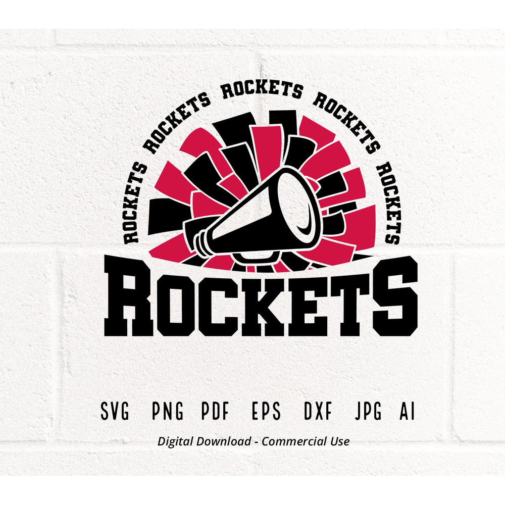 Rockets Cheer SVG PNG, Rockets Mascot svg, Rockets svg, Rockets Shirt svg, School Spirit svg, Cheer Megaphone svg, Rockets Pom pom svg.jpg