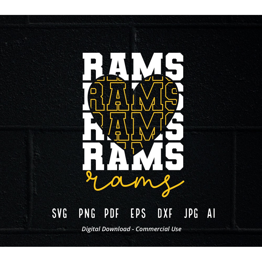Stacked Rams SVG, Rams Mascot svg, Rams svg, Rams School Team svg, Rams Cheer svg, School Spirit svg,Rams Heart svg 1.jpg