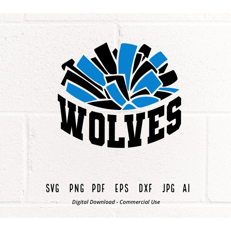 Wolves SVG PNG, Wolves Cheer SVG, Wolves Mascot svg, Wolves Pom Pom svg, Cheerleader svg, Wolves Shirt svg, School Spirit svg, Wolves Girl.jpg
