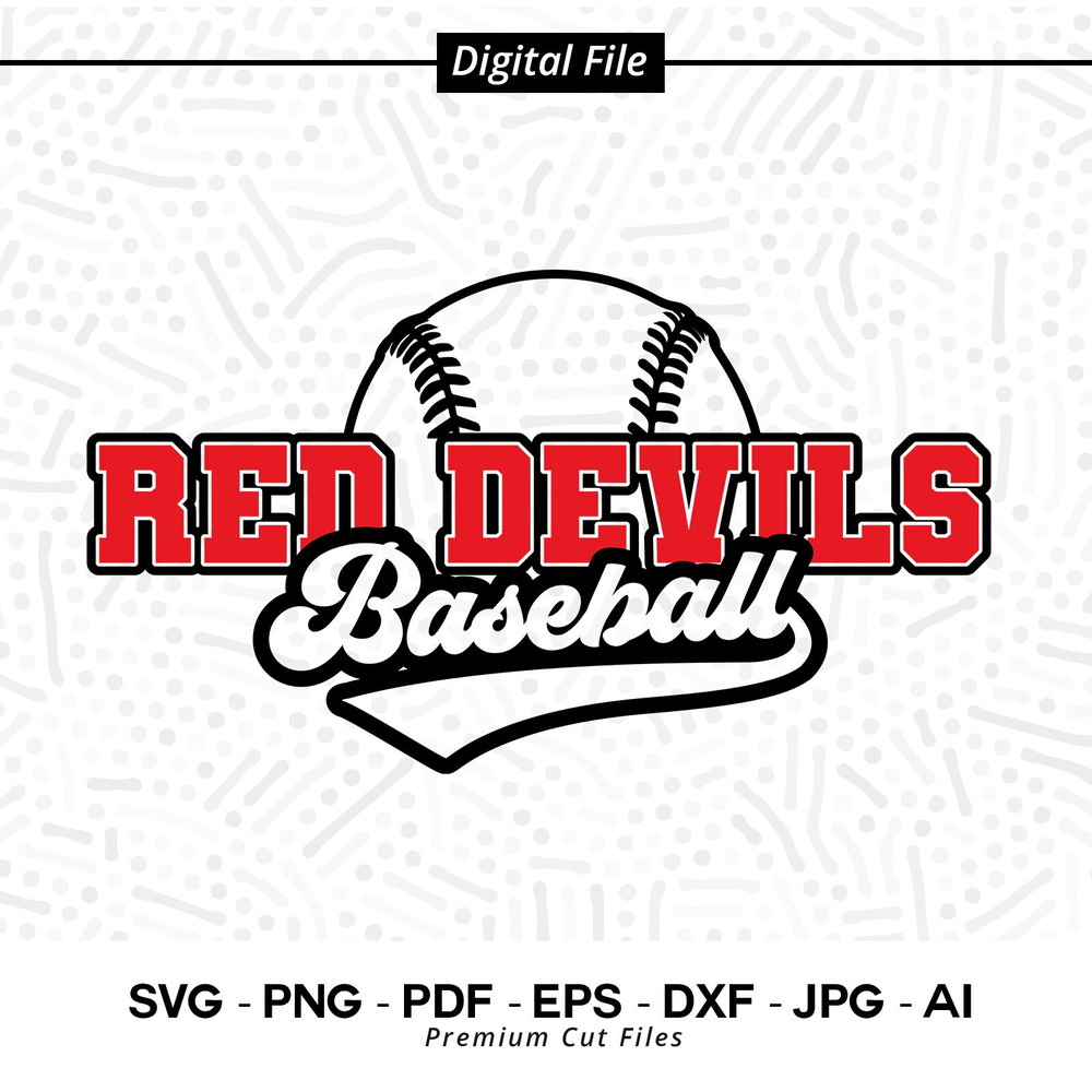 Baseball SVG PNG, Red Devil Baseball, Red Devil, Red Devils, Baseball svg, Cricut svg, Digital Download, Sublimation png, Baseball Clipart.jpg