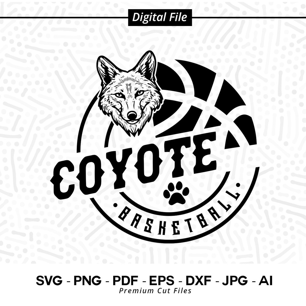 Basketball SVG PNG, Coyote Basketball svg, Coyote, Coyotes, Basketball, svg, Coyote paw svg, Basketball Clipart, Cricut svg, SVG for Shirts.jpg
