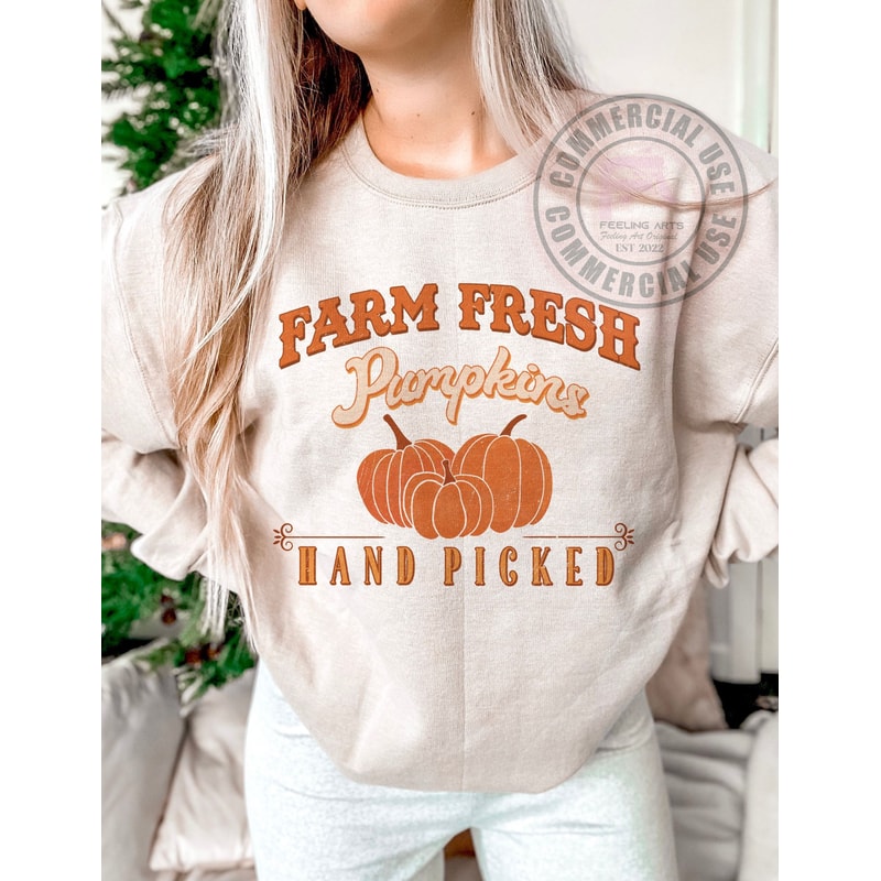 Fall Pumpkin PNG, Farm Fresh Pumpkins Png, Vintage Fall PNG, Fall Halloween Pumpkin, Fall Gift Design, Halloween Gift, Halloween Sublimation.jpg