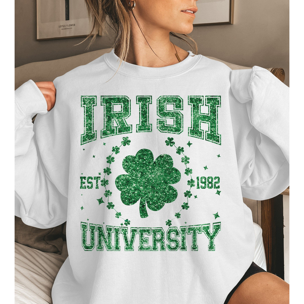 Irish University Png, St Patty's Faux embroidery, Green Day png, St Patricks Day Green Glitter Png, Shamrock png,  Retro st patricks day png.jpg