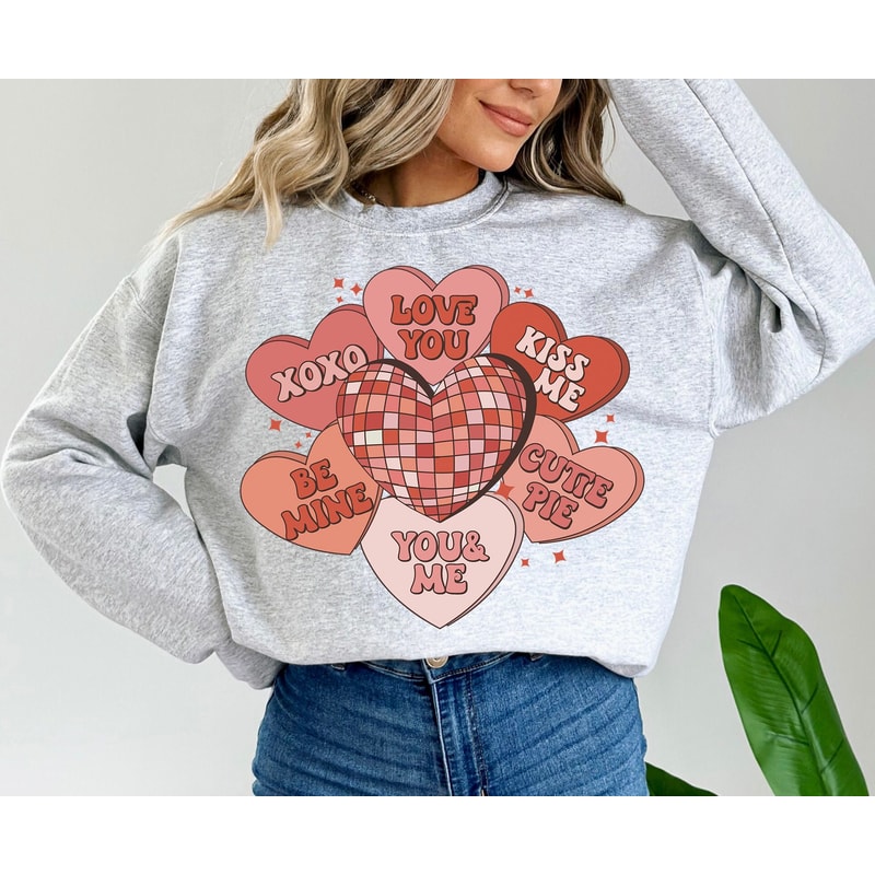 Valentines Conversation Hearts PNG, Retro Valentine Design, Valentines Groovy Retro Png, Retro Valentines, Valentine Sublimation Design, png.jpg