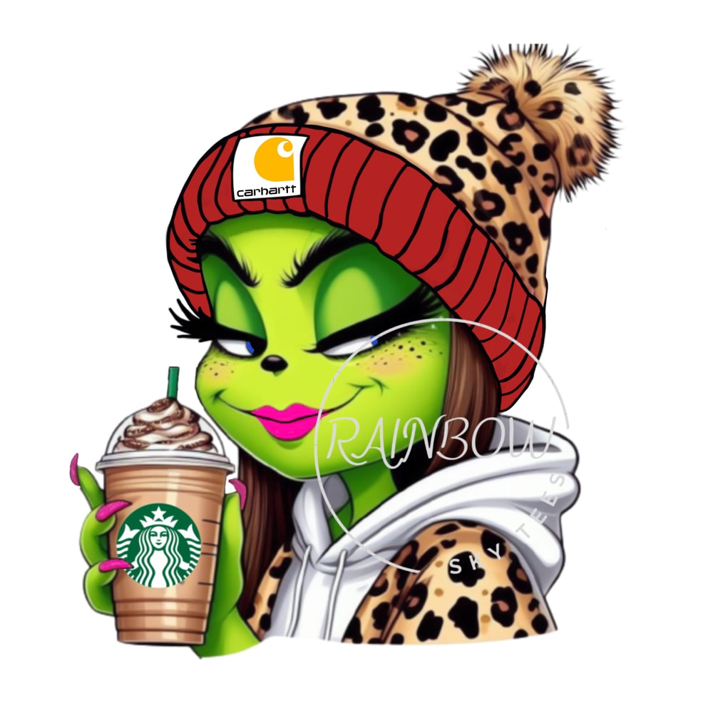 Boujee Grinch Mean Girl, Cheetah, Starbucks Coffee Cup, PNG, Instant Download, Sublimation,boujee grinch girl. green mean girl,red,carhart.jpg