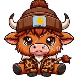 highland cow leopard beanie png, highland cow png, highland cow design, sublimation design, digital download, western pn