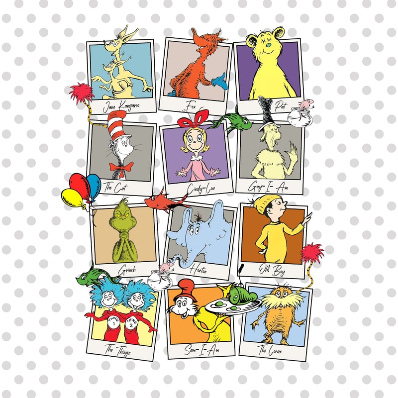 Friends png, Book Characters png, The Cat in the hat png, Read Across America Day png, Reading Books png, Sublimation Designs.jpg