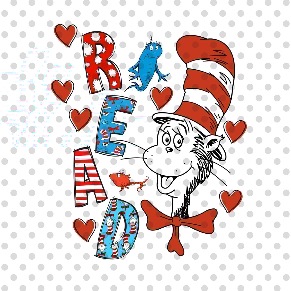 Read png, The Fish png, The Cat in the Hat png, Reading Books png, Read Across America Day png, Teacher Gift png, Sublimation Designs.jpg