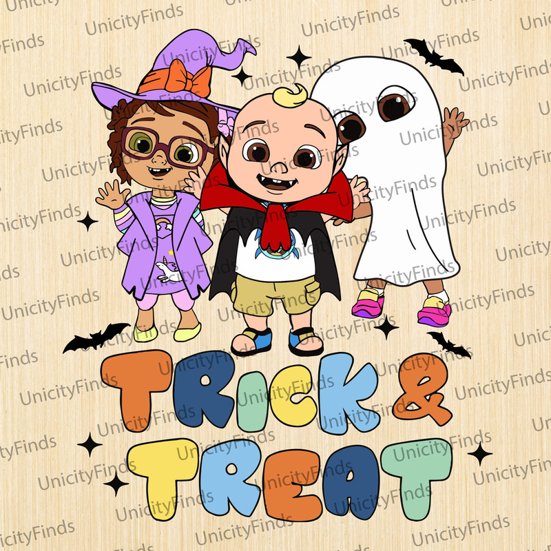 Trick or Treat png, Halloween png, Halloween Cartoon png, Halloween Characters png, Gift for kids, Sublimation Designs, Digital Download.jpg