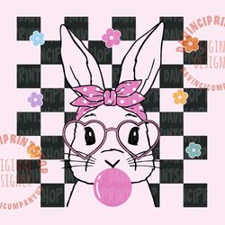 cute bunny with bandana glasses bubblegum png, rabbit bandana glasses png, easter rabbit bandana, funny easter png, east
