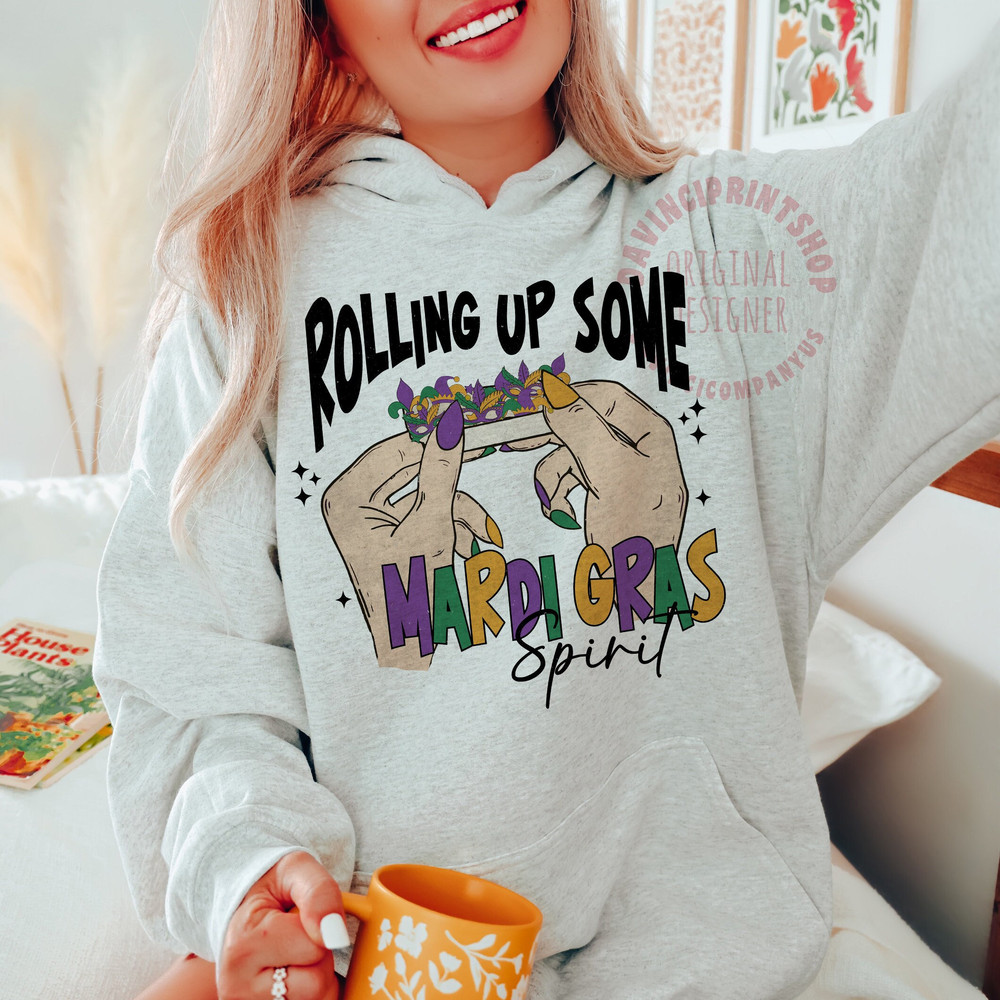 Rolling Up Some Mardi Gras Spirit PNG, Mardi Gras png, Louisiana png, Fleur de lis png, Mardi Gras Carnival png, Sublimation Designs, png.jpg